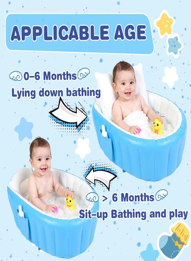 HyAdierTech Inflatable Baby Bathtub, Collapsible Safe Baby Bath Tub, Portable Travel Shower Basin with Built-in Air Pump, Newborn to Toddler Bath Tub, Deflates and Folds Easily, Non-Slip (Blue) - Image 5