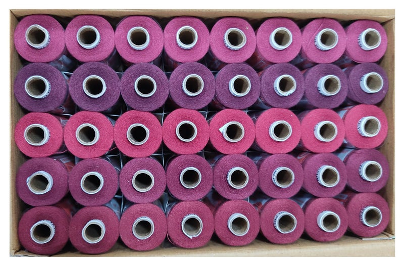 TOREX 2 PLY 800 Meter Sewing Thread Pack of 40 Spools Multicolor Polyester Sewing Threads Stitching Thread (5 Shade of Maroon) - Image 1