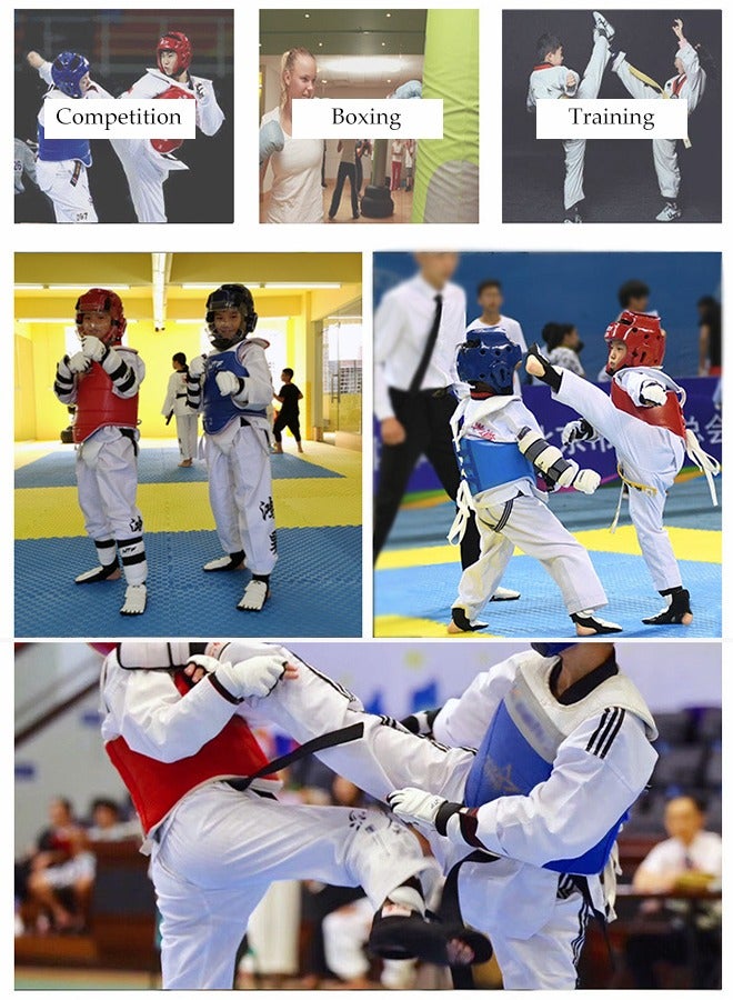 DUNISO حماية القدم للتايكوندو معدات الحماية الكاراتيه مع واقيات الساق للقدم لتدريب القتال MMA UFC فنون القتال التدريب القتالي كونغ فو كيك بوكسينغ، معدات حماية القدم TKD للرجال والنساء والأطفال (حجم صغير) - Image 4