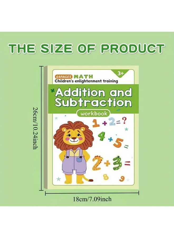 64 Pages Math Addition Subtraction Workbook Within 10 Grid Fill Game Daily Practice Christmas Gift - Image 3