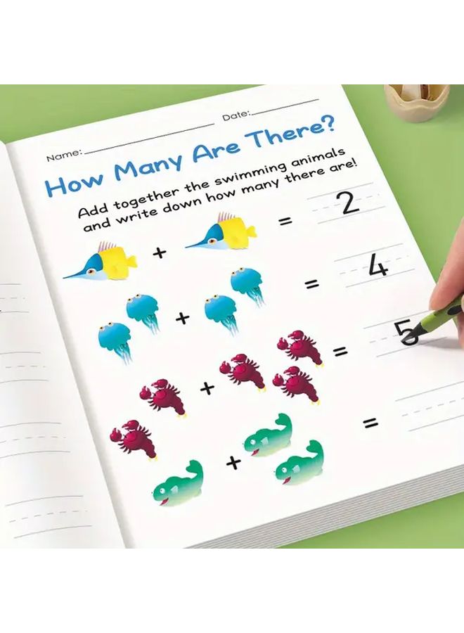 64 Pages Math Addition Subtraction Workbook Within 10 Grid Fill Game Daily Practice Christmas Gift - Image 5