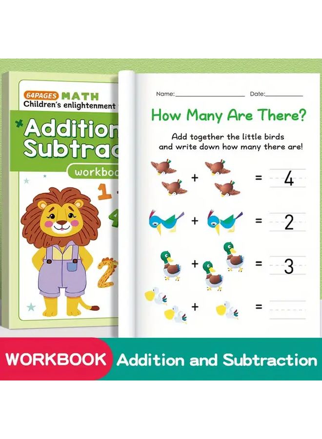 64 Pages Math Addition Subtraction Workbook Within 10 Grid Fill Game Daily Practice Christmas Gift - Image 2
