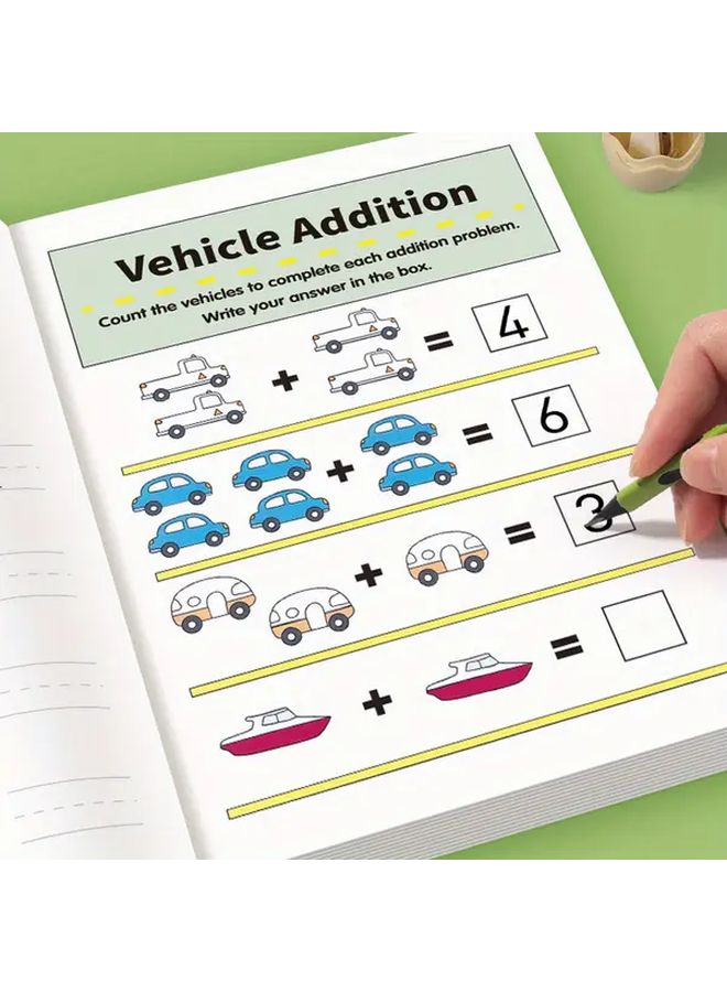 64 Pages Math Addition Subtraction Workbook Within 10 Grid Fill Game Daily Practice Christmas Gift - Image 1