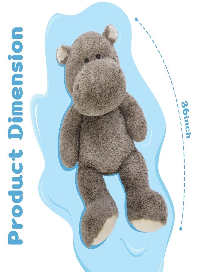 BENINY Giant Humongous Hippo Stuffed Animals 36", Oversized Toy Plush Gift for Kid, Gray - Image 2