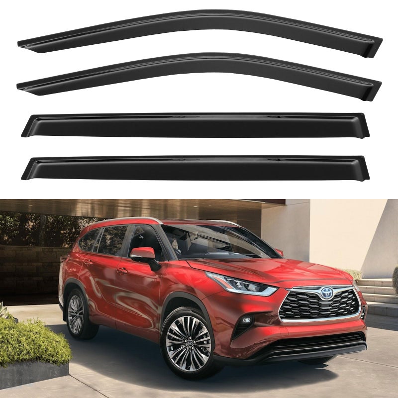 Window Visors Rain Guards for 20202025 Toyota Highlander OutChannel Window Vent Wind Deflectors Visors Shades for 20 21 22 23 24 25 Highlander