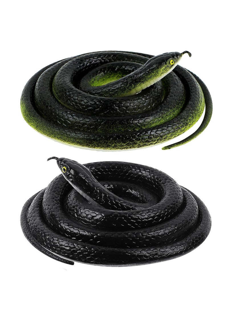 SYOSI قطعتان من ثعبان المامبا المطاطي الواقعي المزيف لإبعاد الطيور لعبة للحدائق زينة للمزاح ١٣٢ سم أزرق وسوداء - Image 1