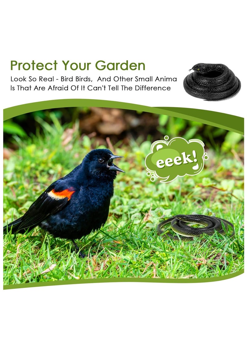 SYOSI قطعتان من ثعبان المامبا المطاطي الواقعي المزيف لإبعاد الطيور لعبة للحدائق زينة للمزاح ١٣٢ سم أزرق وسوداء - Image 4