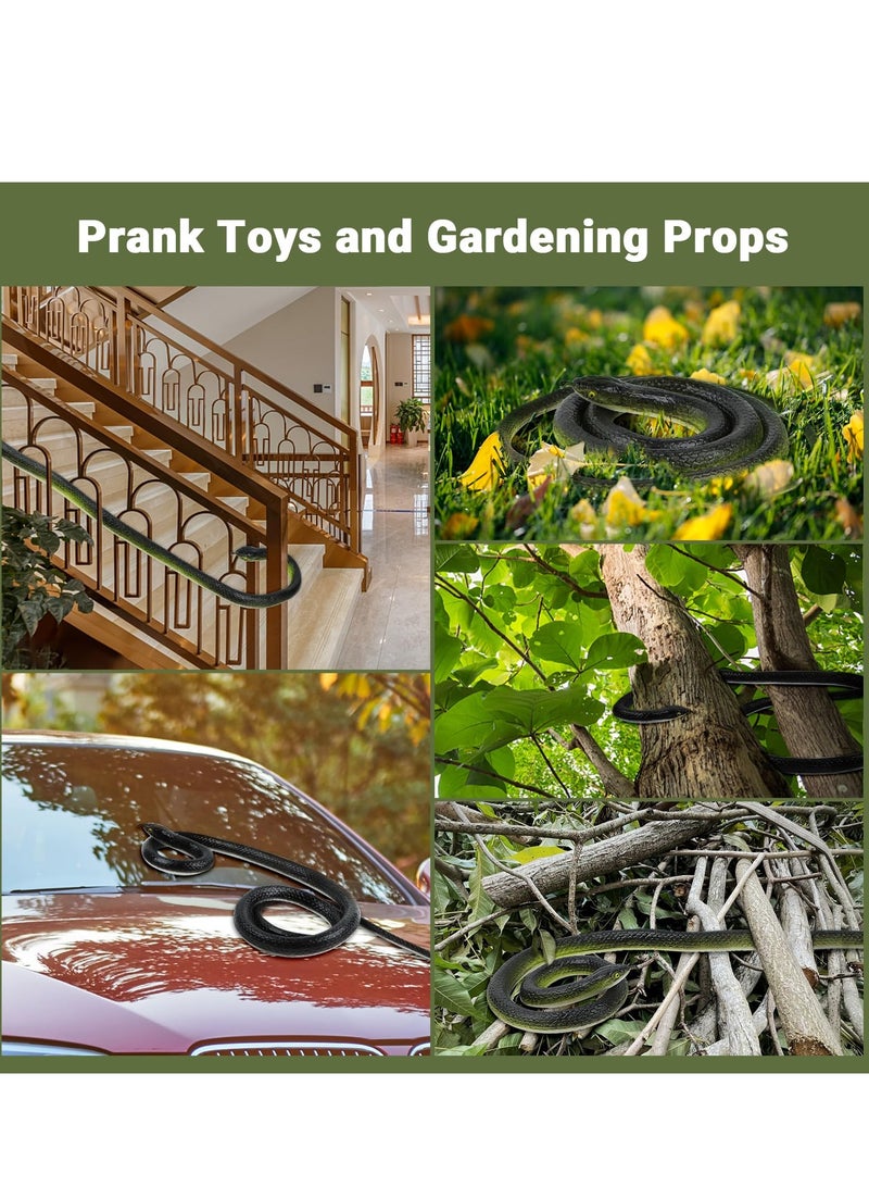 SYOSI قطعتان من ثعبان المامبا المطاطي الواقعي المزيف لإبعاد الطيور لعبة للحدائق زينة للمزاح ١٣٢ سم أزرق وسوداء - Image 5