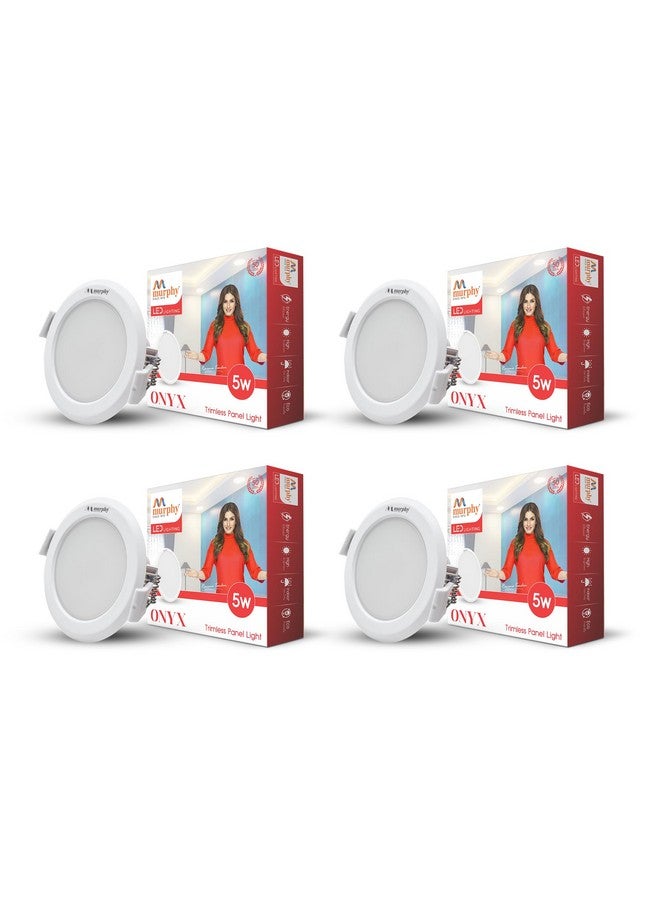 Murphy Trimless Round LED Panel Light - 5W Cool White | Glare-Free, Recessed Ceiling Downlight for Home & Commercial - Pack of 4 - Image 1