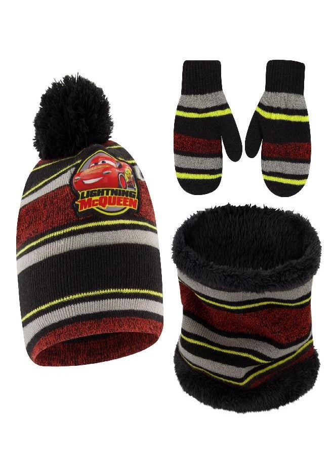 Disney Disney Boys' Toddler Winter, Scarf & Mittens Cars Lightning McQueen Hat, Scarves & Kids Gloves 4-7, Red/Grey/Yellow (Mitten Set), Ages 2-4  - Image 1