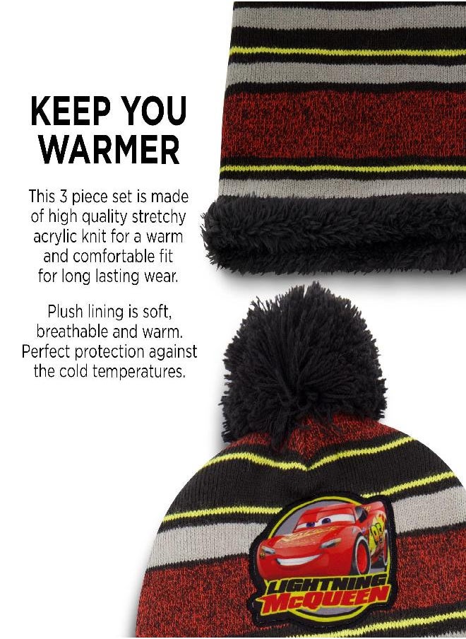 Disney Disney Boys' Toddler Winter, Scarf & Mittens Cars Lightning McQueen Hat, Scarves & Kids Gloves 4-7, Red/Grey/Yellow (Mitten Set), Ages 2-4  - Image 3