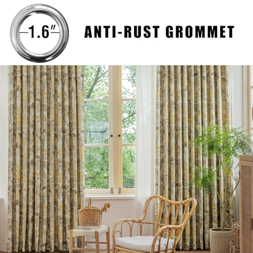 SUOUO Blackout Curtains for Bedroom Patterned Vintage Brown Leaf Room Darkening Window Drapes for Living Room 96 inches Long 2 Panels - Image 2