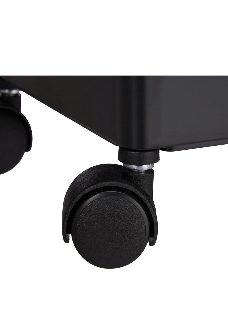 بست ستور عربة تخزين متعددة الطبقات مع خطافات وعجلات. أرفف وظيفية متنقلة للحمام والمطبخ والمكتب وغرفة الغسيل - Image 4