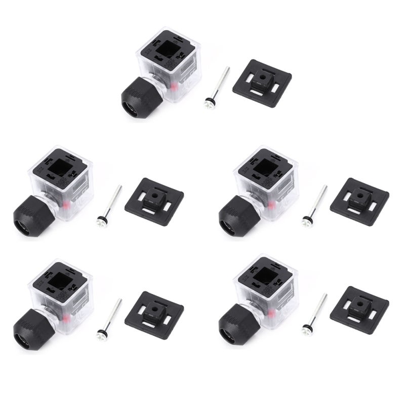 5PCs Plug Waterproof Dustproof Transparent with Light Non Cable DC for Solenoid Valve(12V ) - Image 1