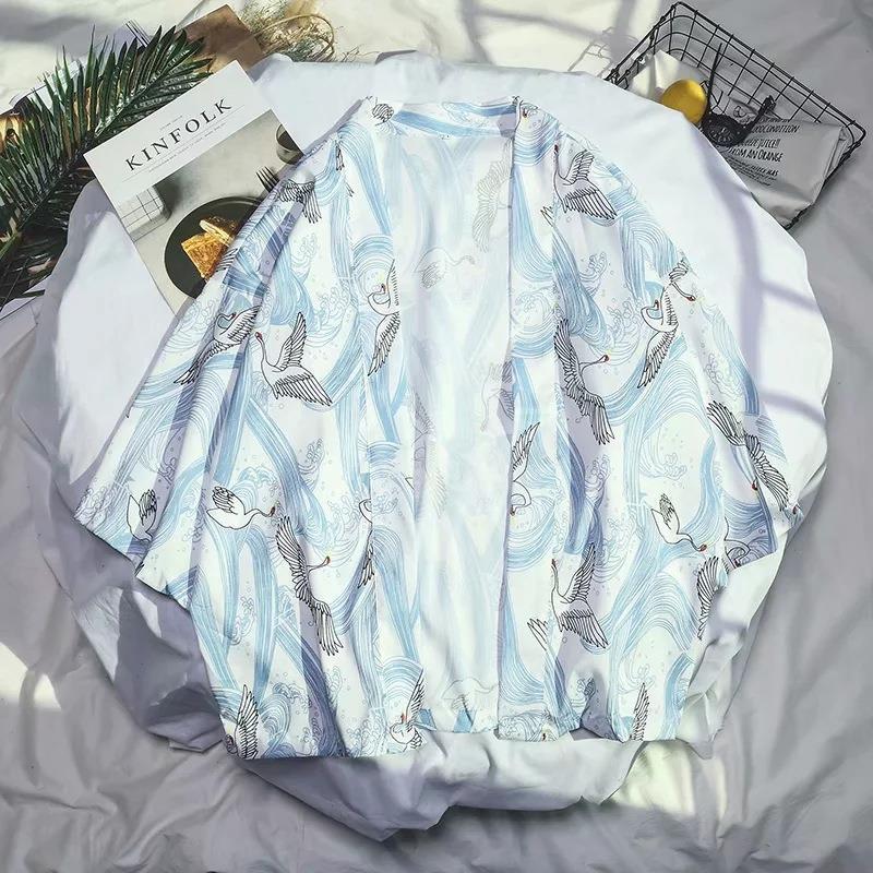 Summer Retro Crane Kimono Cardigan Comics - Image 2
