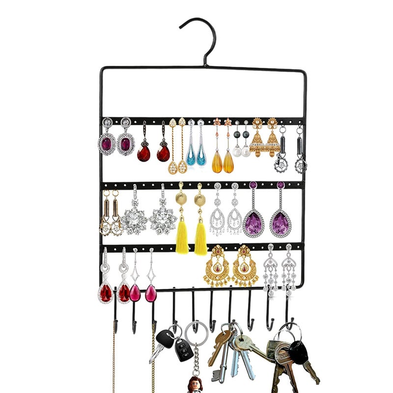 ROLLYWARE Lightweight & Wall Mounted Earrings Organizer/HANGER for Tangle Free Hanging for Women, 70 Holes - 11 Hooks, Made of Sturdy Metal, Suitable to Organize Necklace, Bracelets, - Image 5