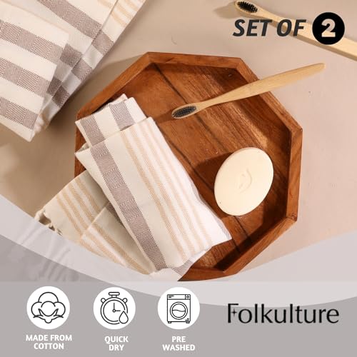 Folkulture Hand Towels for Bathroom | Set of 2 (16 x 30) Decorative Hand Towel with Hanging Loop | 100% Cotton Turkish Hand Towels Set | Boho Hand Towel Washable for Kitchen Decor - Image 2