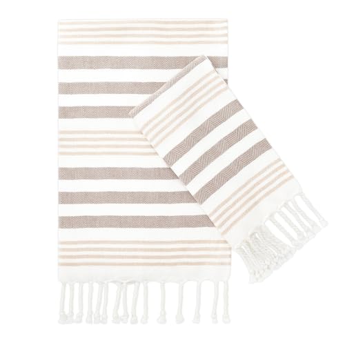 Folkulture Hand Towels for Bathroom | Set of 2 (16 x 30) Decorative Hand Towel with Hanging Loop | 100% Cotton Turkish Hand Towels Set | Boho Hand Towel Washable for Kitchen Decor - Image 1