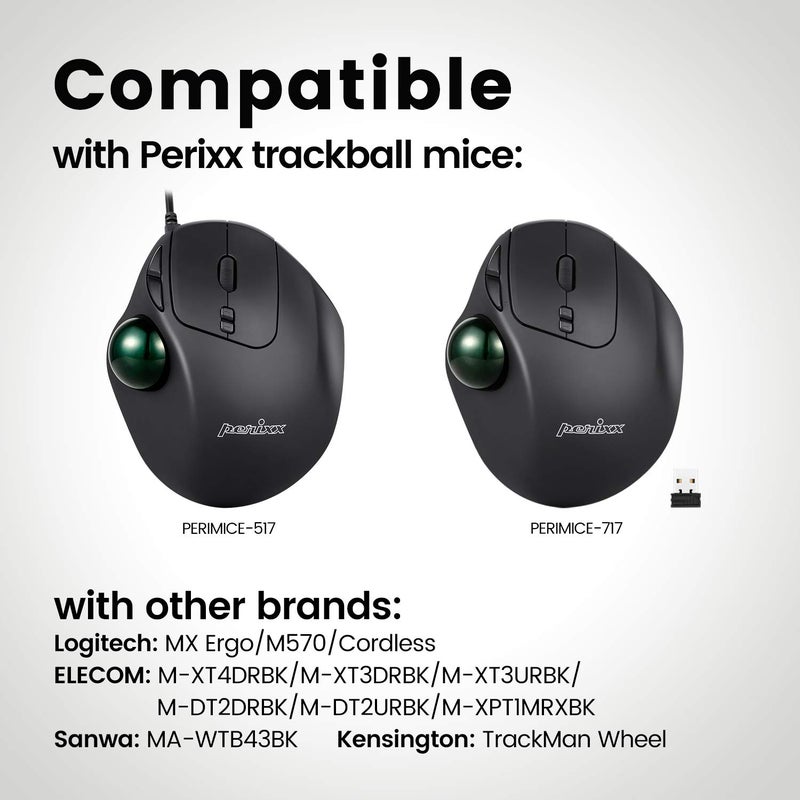 Perixx Peripro-303GLG Trackball, 1.34 Inch Replacement Ball for Perimice and M570, Glossy Green - Image 4