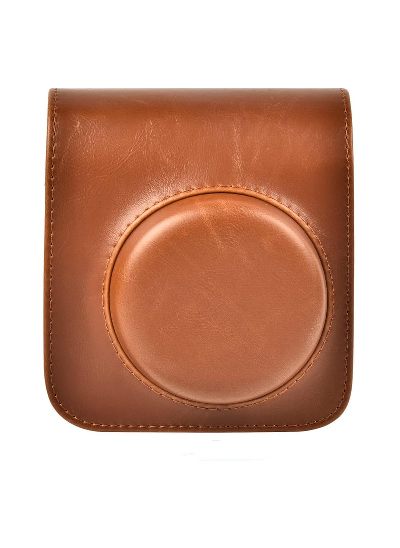 VKL Protective Case Compatible with Instax Mini 12 Instant Camera/PU Leather Portable Travel Storage Cover Bag for Polaroid Mini 12 w/Photos Pocket & Adjustable Shoulder Strap (Brown)  - Image 1