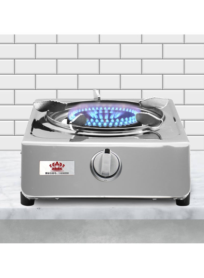 Grace Portable Gas Stove Single Burner Cooker LPG Camping Wok Stainless Steel 4kW Indoor & Outdoor Stainless Steel - Image 1