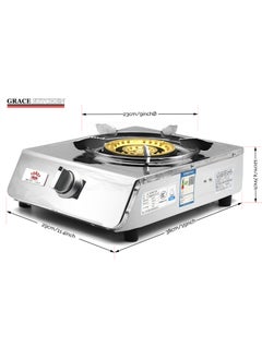 Grace Portable Gas Stove Single Burner Cooker LPG Camping Wok Stainless Steel 4kW Indoor & Outdoor Stainless Steel  - Image 2