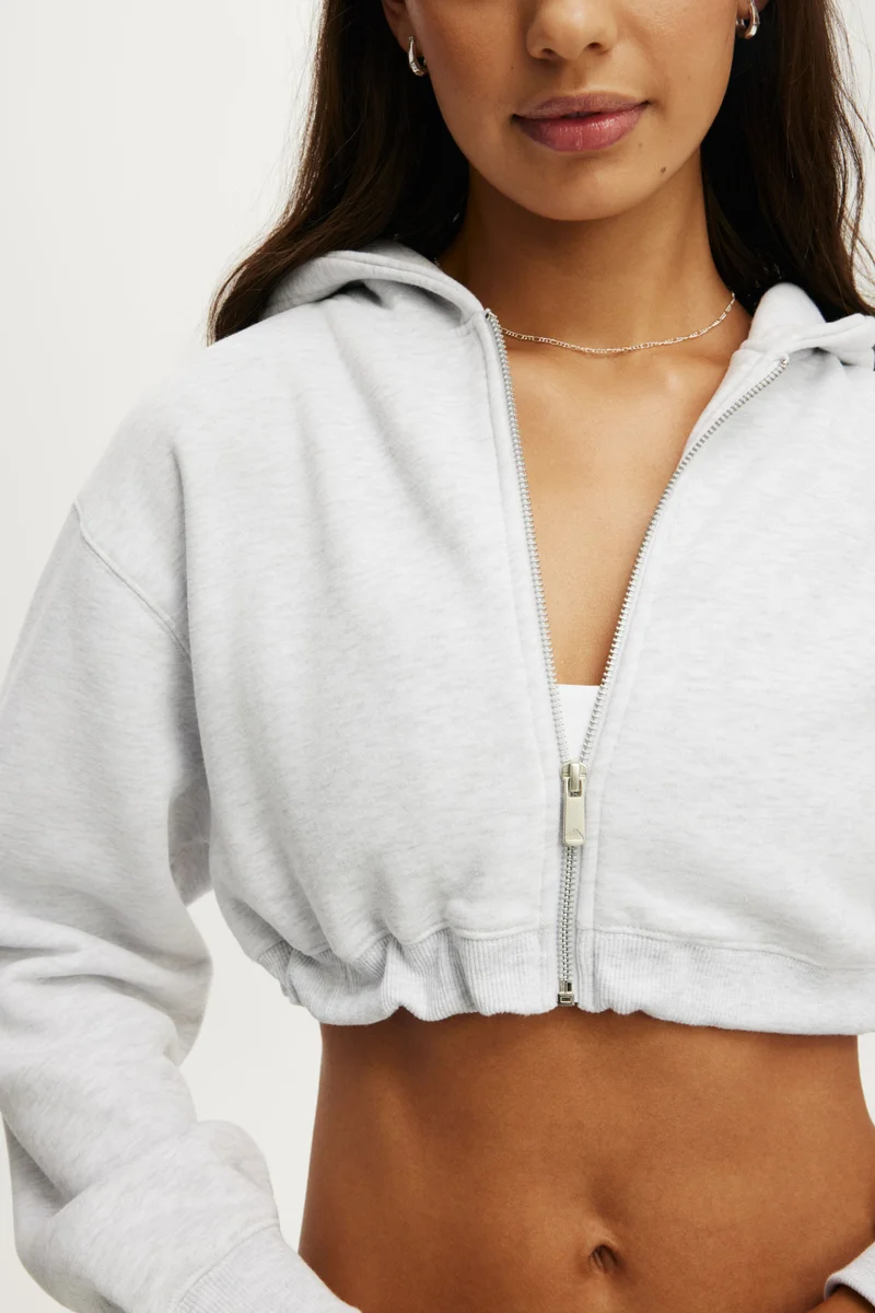 Cotton On  Plush Micro Cropped Zip Through for Women | Best Price UAE