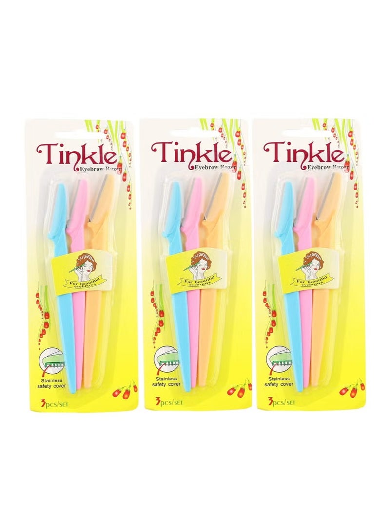 3-piece eyebrow razor set, pink/yellow/blue - 3Pcs