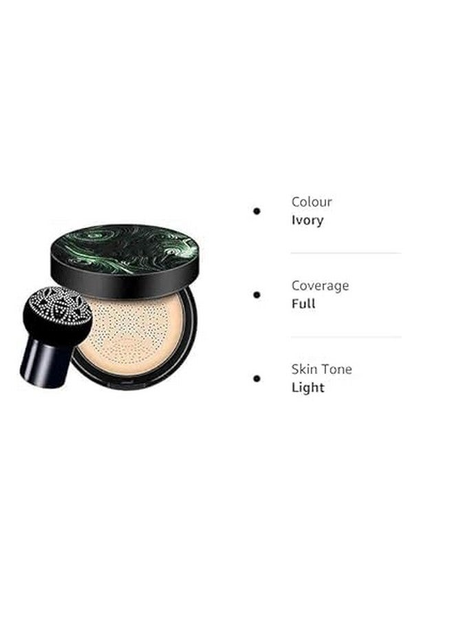 VIHANCO Air Cushion BB Cream Foundation, Light Ivory, Full Coverage, with Mushroom Puff Applicator - Image 3