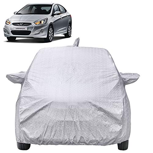 The Autostory Waterproof Car Body Cover Compatible with Hyundai Xcent with Mirror & Antenna Pockets (Shinning Silver) (Hyundai, Verna) - Image 1