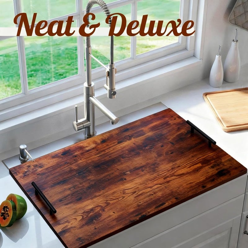 cenleoha 30"x22" Noodle Board Stove Cover for Electric Stoves & Gas Stoves, Frayed Style Wood Ranges Stovetop Cover for Extra Counter Space, Also Sink Cover & Serving Tray - Image 4