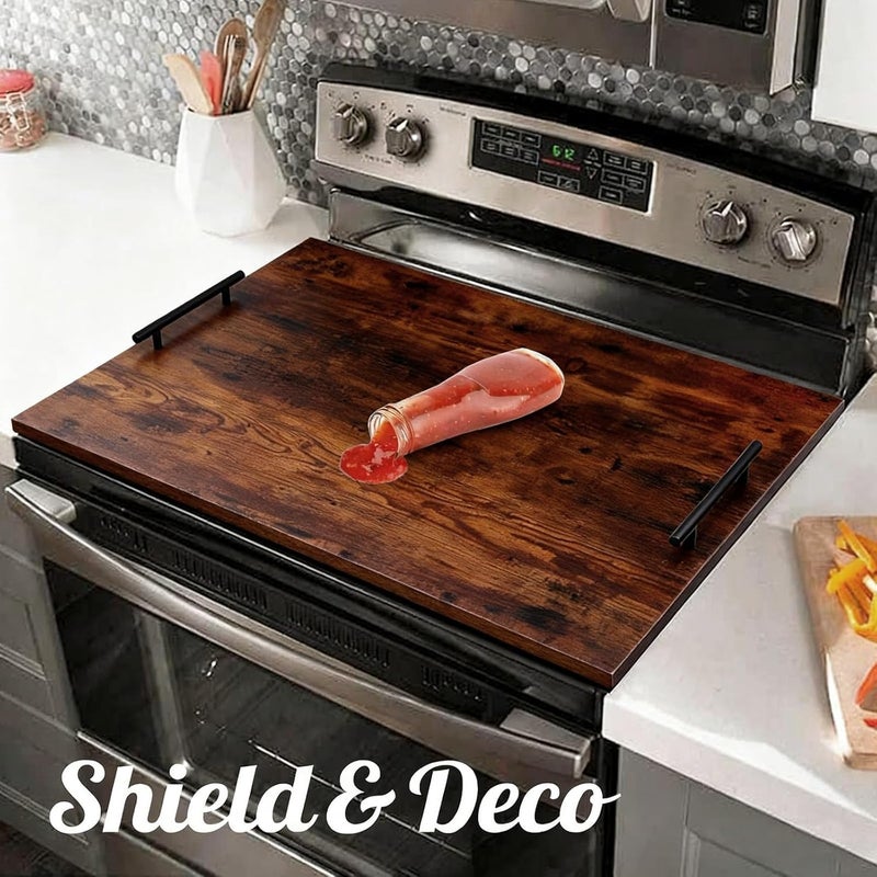 cenleoha 30"x22" Noodle Board Stove Cover for Electric Stoves & Gas Stoves, Frayed Style Wood Ranges Stovetop Cover for Extra Counter Space, Also Sink Cover & Serving Tray - Image 3