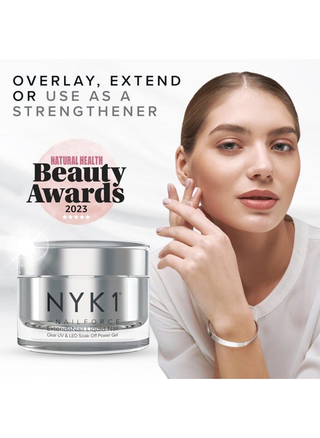 NYK1 - Strengthening Nail Builder Gel For Nails (.5 Fl Oz / 15ml) NYK1 NailForce Gel Builder For Nails Fix Split Broken Nail Strengthener - Clear Polygel Nail Gel Builder UV Gel and LED Hard Gel For Nails - Image 1