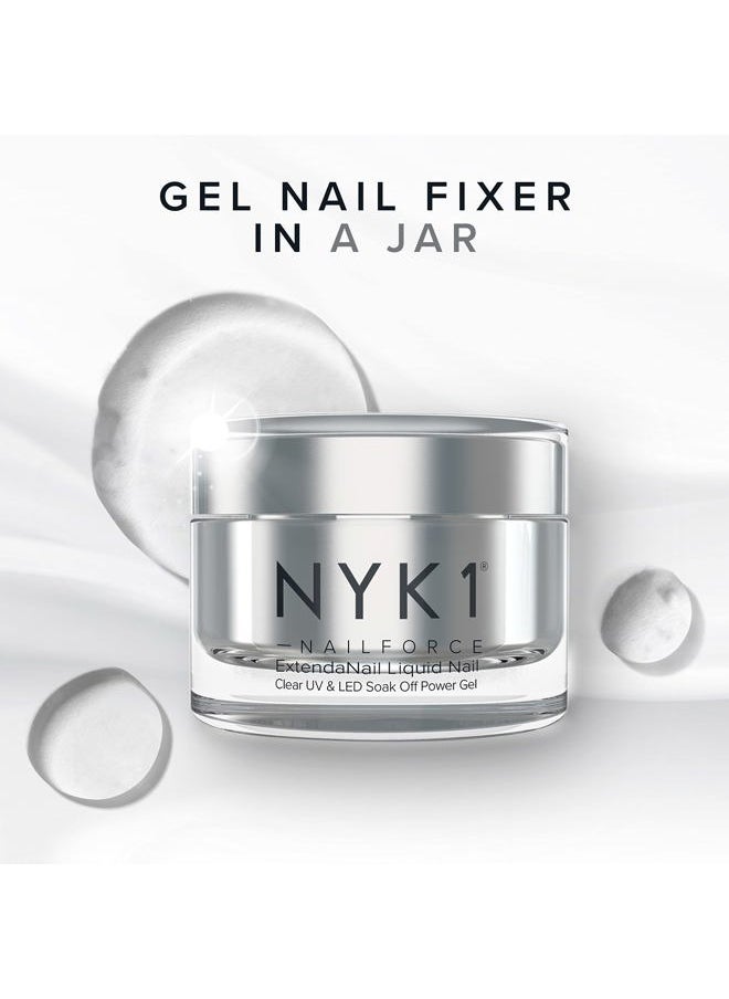 NYK1 - Strengthening Nail Builder Gel For Nails (.5 Fl Oz / 15ml) NYK1 NailForce Gel Builder For Nails Fix Split Broken Nail Strengthener - Clear Polygel Nail Gel Builder UV Gel and LED Hard Gel For Nails - Image 1