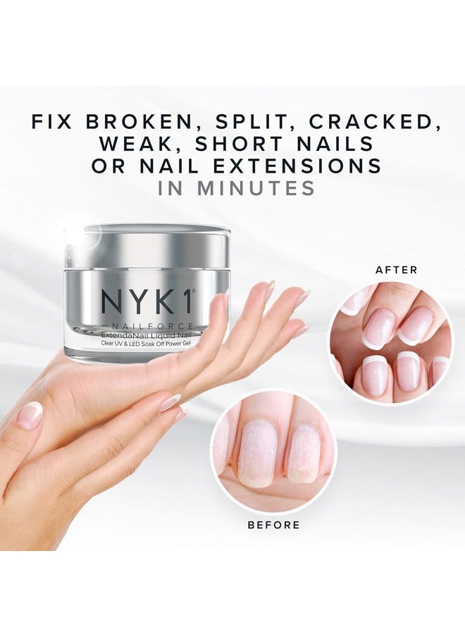 NYK1 - Strengthening Nail Builder Gel For Nails (.5 Fl Oz / 15ml) NYK1 NailForce Gel Builder For Nails Fix Split Broken Nail Strengthener - Clear Polygel Nail Gel Builder UV Gel and LED Hard Gel For Nails - Image 1