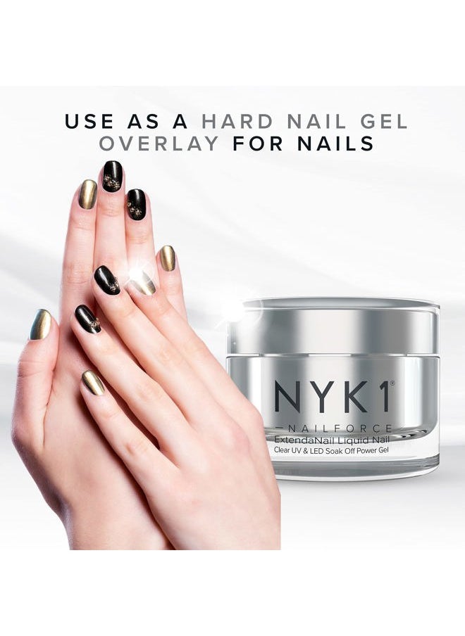 NYK1 - Strengthening Nail Builder Gel For Nails (.5 Fl Oz / 15ml) NYK1 NailForce Gel Builder For Nails Fix Split Broken Nail Strengthener - Clear Polygel Nail Gel Builder UV Gel and LED Hard Gel For Nails - Image 1