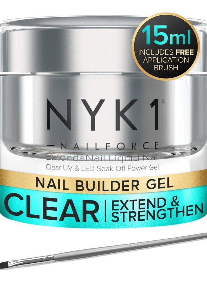 NYK1 - Strengthening Nail Builder Gel For Nails (.5 Fl Oz / 15ml) NYK1 NailForce Gel Builder For Nails Fix Split Broken Nail Strengthener - Clear Polygel Nail Gel Builder UV Gel and LED Hard Gel For Nails - Image 1