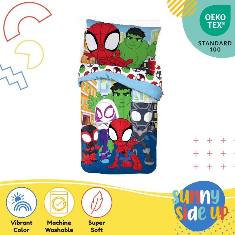 Sunny Side Up Marvel Spidey & His Amazing Friends Toddler Comforter Set - 4 Piece Preschool Bedding Includes Comforter, Sheets & Pillow Cover â€“ Super Soft Superheroes Microfiber Bed Set - Image 4