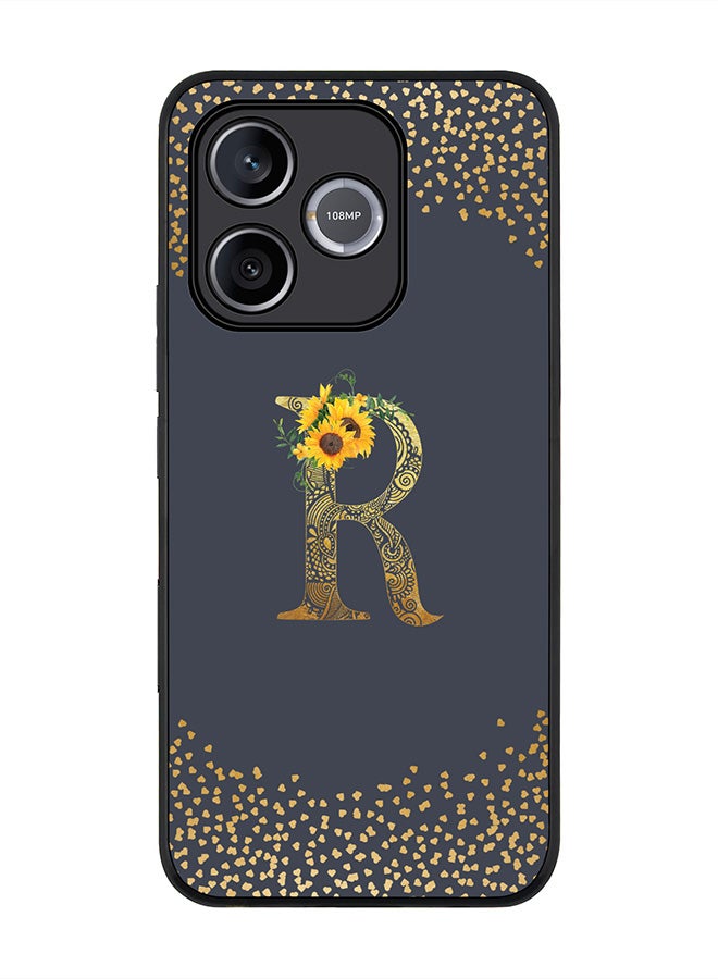 Stylizedd For Honor 600 Lite / 500 Smart / Honor X80i Case,Slim fit Camera Protection, Shockproof Thin Phone cover  - Custom Floral Monogram - R  (Grey ) - Image 1