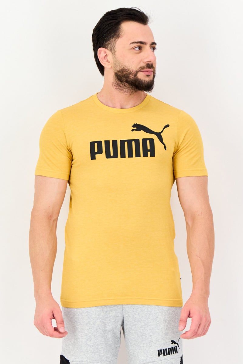 PUMA Men Sportswear Fit Short Sleeve Outdoor T-Shirt, Heather Yellow - Image 1