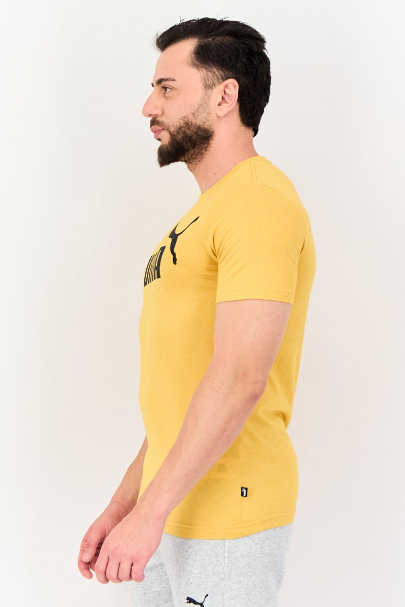 PUMA Men Sportswear Fit Short Sleeve Outdoor T-Shirt, Heather Yellow - Image 2