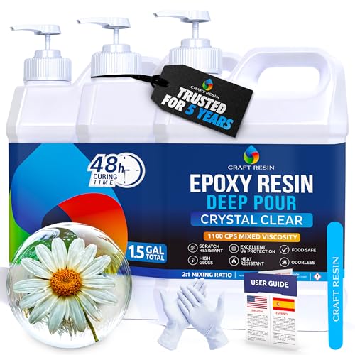 CRAFT RESIN 1.5 Gallon Crystal Clear Deep Pour Epoxy Resin Kit with Pumps - Food Safe & UV Resistant Best for DIY, Art, River Table, Wood, Flower, Mold Casting Resin Epoxy Kit - for Beginners & Pros - Image 1