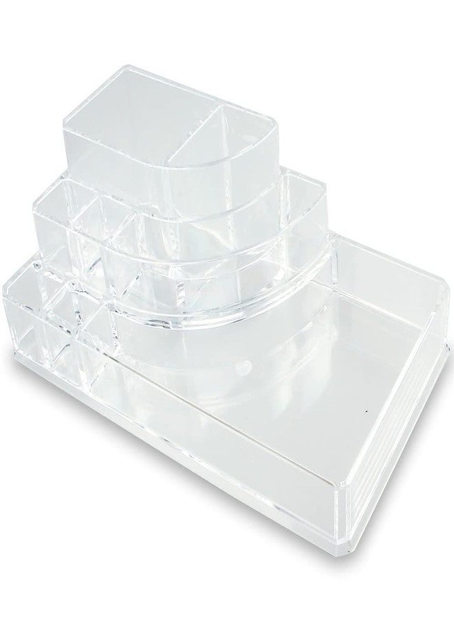 CONNECTWIDE� Acrylic Cosmetic Organizer Cum Jewelry Box for Make Up Lipstick Organizer Holder Multi Slots Qty.(1pcs) Color: White Dimensions:- 16.5 x 8 x 6 cm, - Image 3