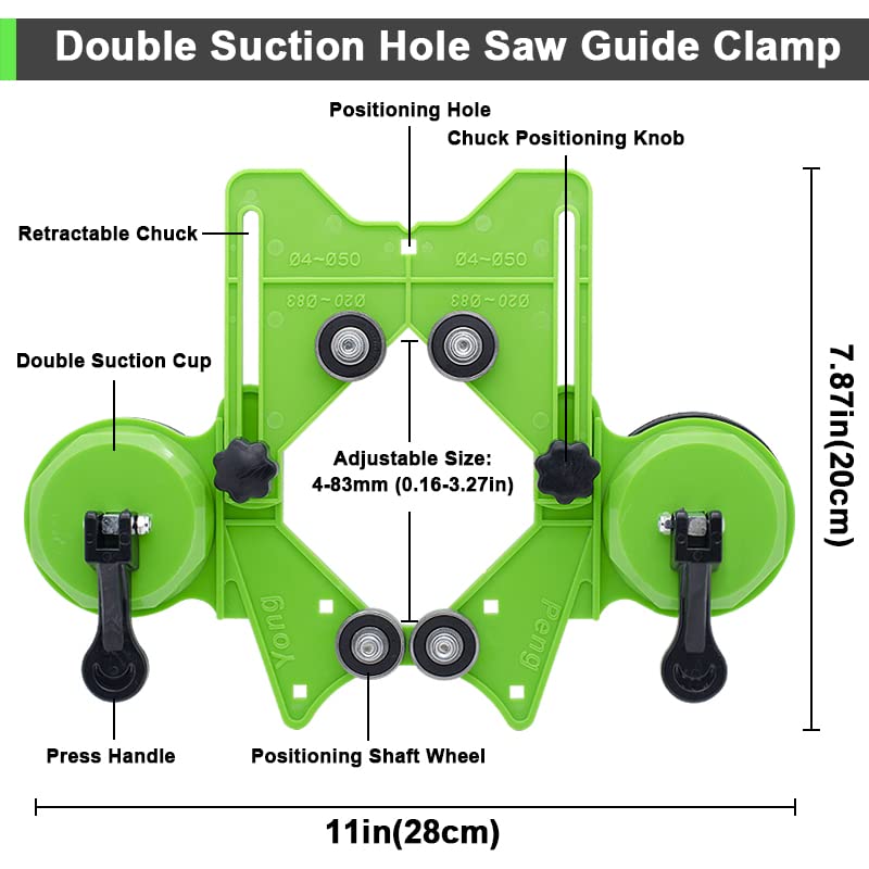 Jamiikury Hole Saw Guide Jig Fixture, 4mm - 83mm Adjustable Punch Locator Drill Guide Glass Drilling Jig with Double Vacuum Suction Bases for Ceramic Glass Marble - Image 2