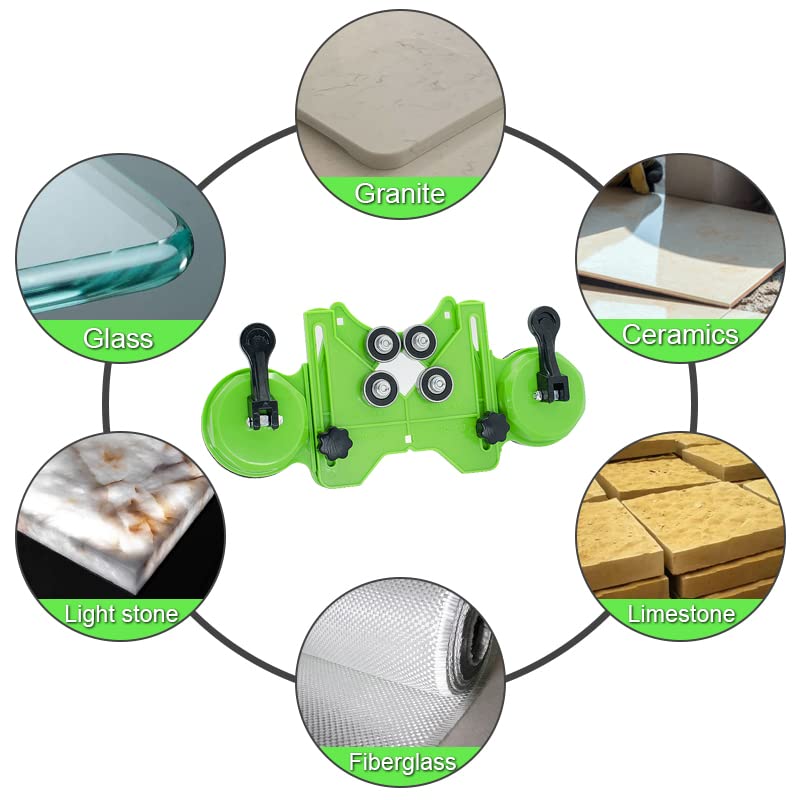 Jamiikury Hole Saw Guide Jig Fixture, 4mm - 83mm Adjustable Punch Locator Drill Guide Glass Drilling Jig with Double Vacuum Suction Bases for Ceramic Glass Marble - Image 4