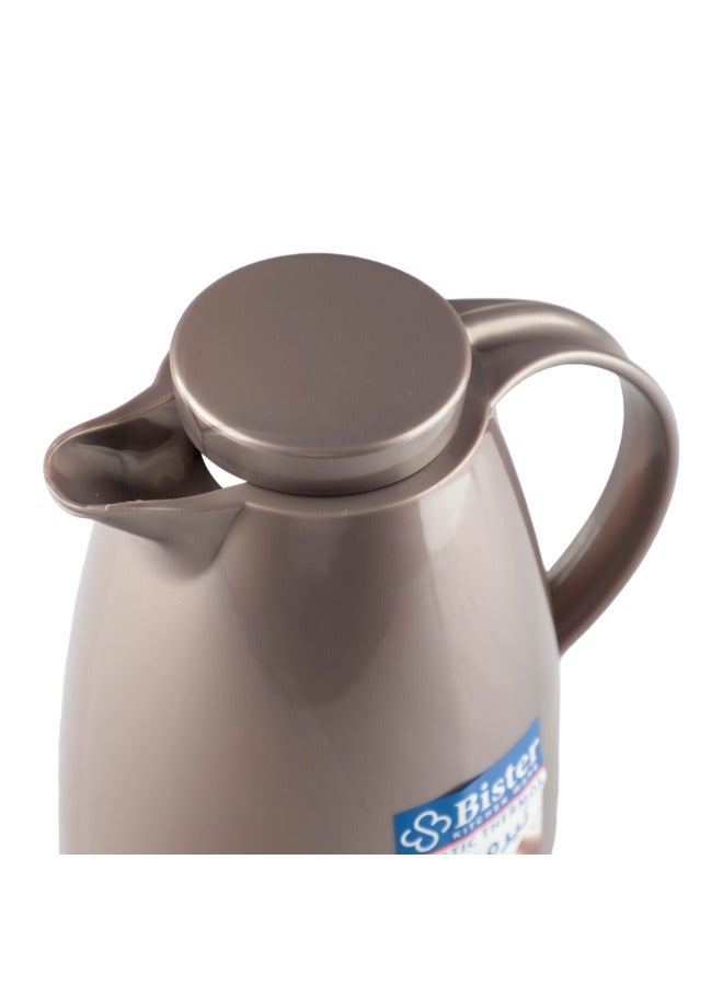 Bister Vacuum Flask 1.0 Liter Plastic Body with White Glass Refil without ASBESTOS l Brown Color - Image 5