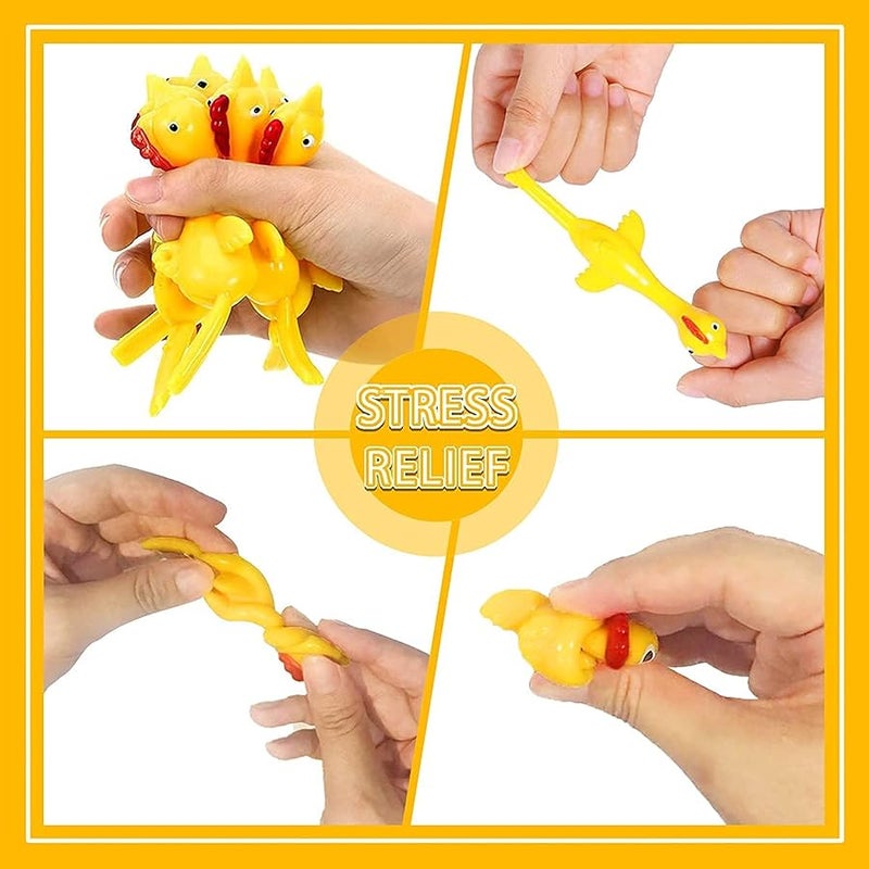 LAFALA Slingshots Chicken Rubber Chicken 12 Dart Cups Flying Chicken Shooting Games Fidget Toys Stress Relief Finger flingers Stretchy Funny Party Game for Easter Gift Children Adults - Image 5