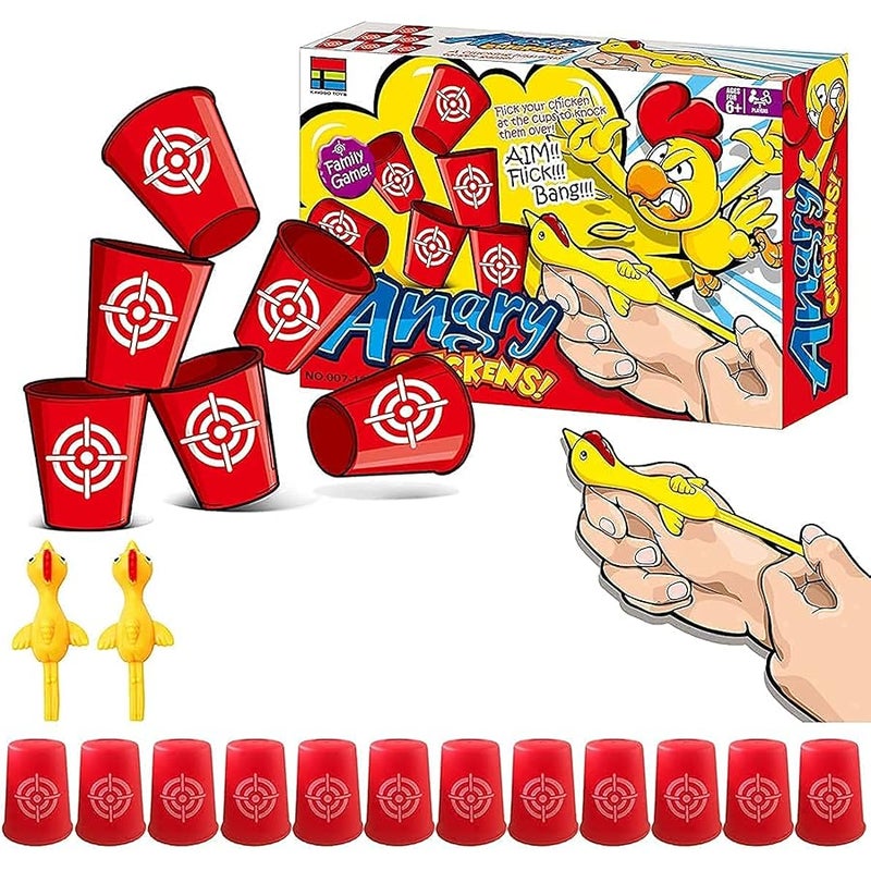 LAFALA Slingshots Chicken Rubber Chicken 12 Dart Cups Flying Chicken Shooting Games Fidget Toys Stress Relief Finger flingers Stretchy Funny Party Game for Easter Gift Children Adults - Image 2