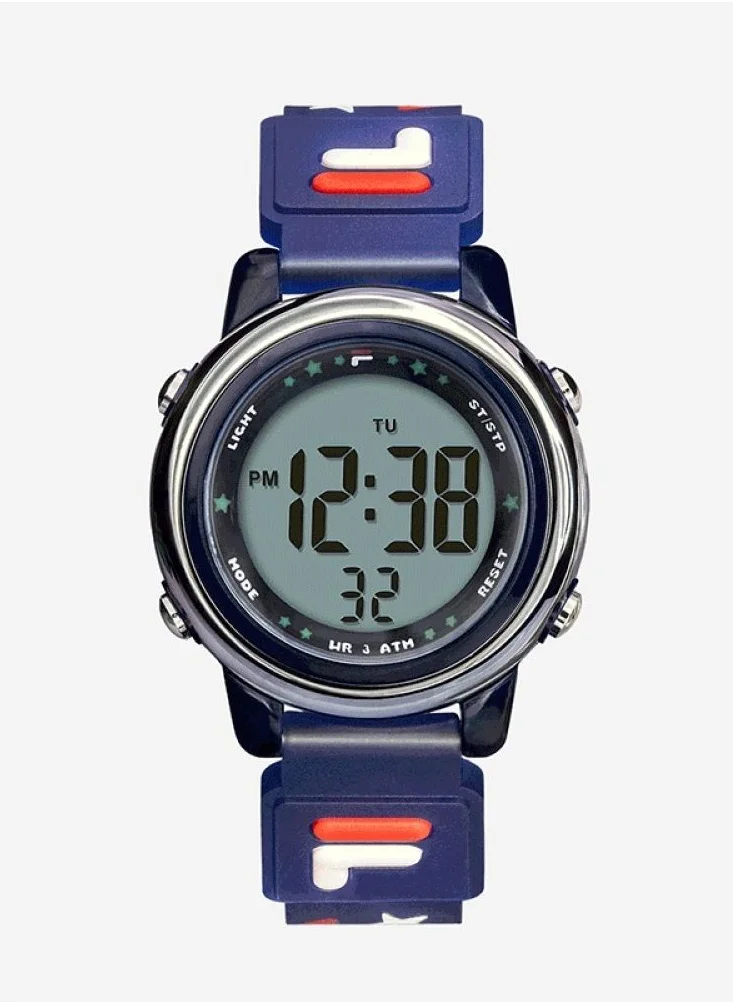 FILA Fila Kids Digital Watch Blue Silicone Strap, 38-218-006, size 34mm