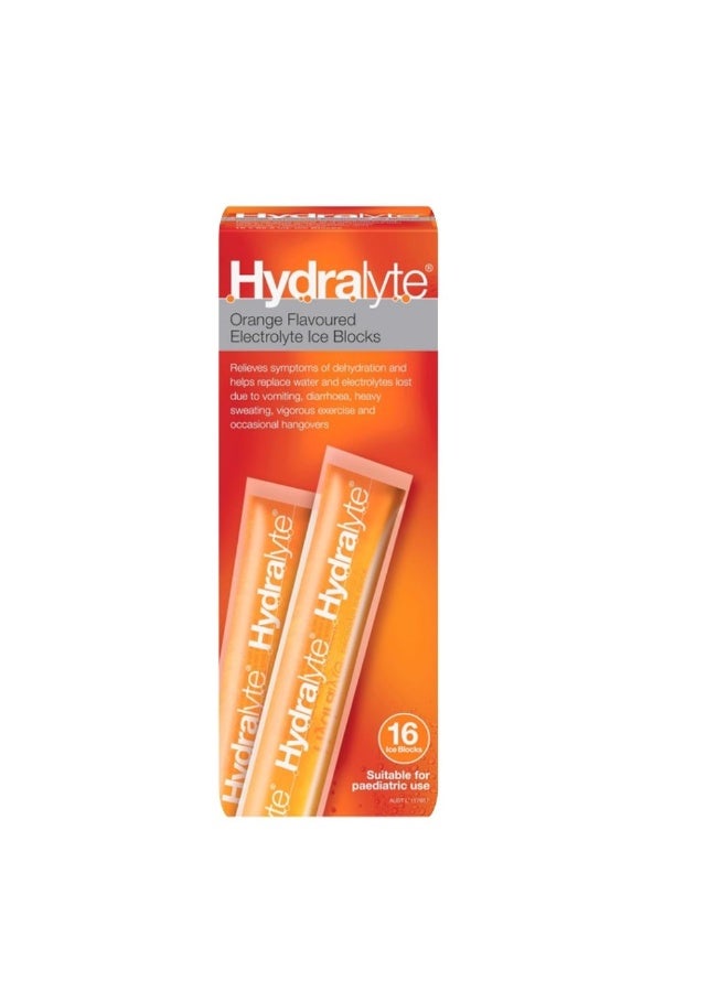 Hydralyte Electrolyte Ice Blocks, Orange Flavoured, 16 Packs - Image 3